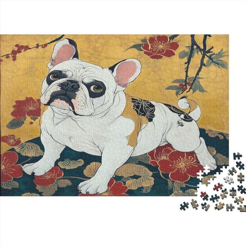 Bulldog 1000-teiliges Puzzle Für Erwachsene, Mini-Puzzle, Tolles Herausforderndes Puzzle, Schwieriges Mini-Puzzle Mit 1000 Teilen, Heimdekoration, Kunsthandwerk 1000pcs (75x50cm) von ZWABFOFYV