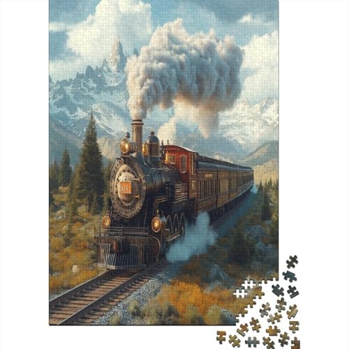 Dampfzug Holzpuzzle Erwachsene, 1000 Teile Großes Holzpuzzle Für Erwachsene Und Kinder, Anzug Klassisches Puzzle Für Kinder Ab 12 Jahren Und Erwachsene 1000pcs (75x50cm) von ZWABFOFYV