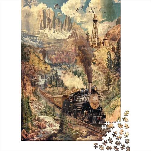 Dampfzug Holzpuzzle Erwachsene, 1000 Teile Großes Holzpuzzle Für Erwachsene Und Kinder, Anzug Klassisches Puzzle Für Kinder Ab 12 Jahren Und Erwachsene 1000pcs (75x50cm) von ZWABFOFYV