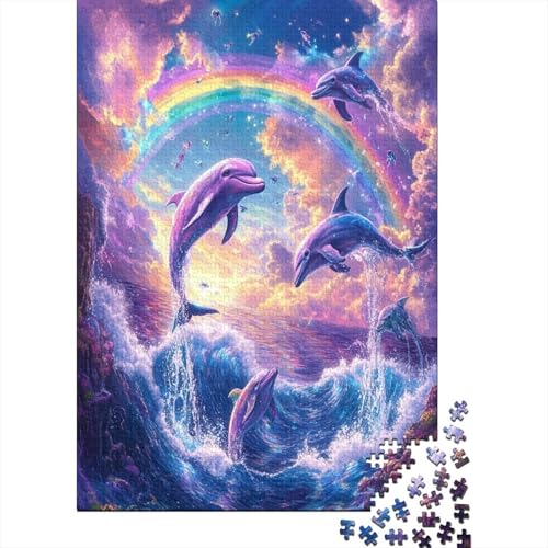 Delphin Holzpuzzle Erwachsene, 1000 Teile Großes Holzpuzzle Für Erwachsene Und Kinder, Anzug Klassisches Puzzle Für Kinder Ab 12 Jahren Und Erwachsene 1000pcs (75x50cm) von ZWABFOFYV