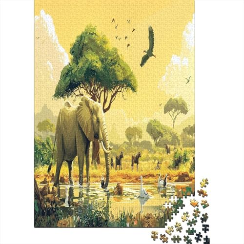 Elefant 1000 Stück Puzzles Für Erwachsene Teenager Stress Abbauen Familien-Puzzlespiel 1000-teiliges Puzzle Kinder Lernspiel Spielzeug Geschenk Puzzel 1000pcs (75x50cm) von ZWABFOFYV