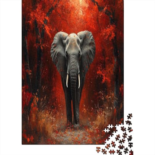 Elefant Holzpuzzle Erwachsene, 1000 Teile Großes Holzpuzzle Für Erwachsene Und Kinder, Anzug Klassisches Puzzle Für Kinder Ab 12 Jahren Und Erwachsene 1000pcs (75x50cm) von ZWABFOFYV