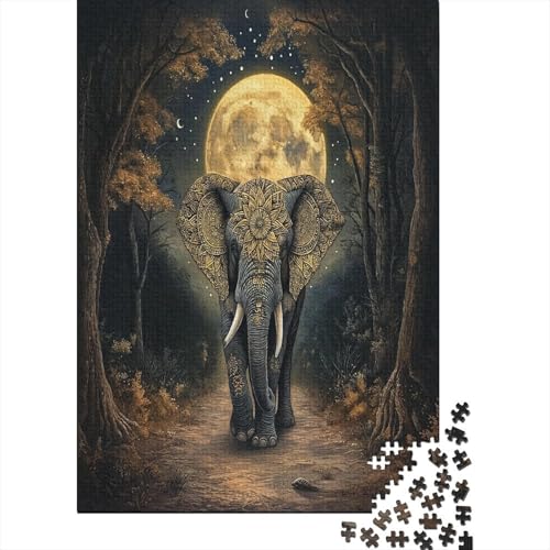 Elefant Holzpuzzle Erwachsene, 1000 Teile Großes Holzpuzzle Für Erwachsene Und Kinder, Anzug Klassisches Puzzle Für Kinder Ab 12 Jahren Und Erwachsene 1000pcs (75x50cm) von ZWABFOFYV