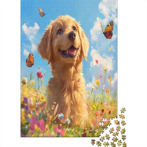 Golden Retriever 1000 Stück Puzzles Für Erwachsene Teenager Stress Abbauen Familien-Puzzlespiel Mit Poster in 1000-teiliges Puzzle Kinder Lernspiel Spielzeug Geschenk Puzzel 1000pcs (75x50cm) von ZWABFOFYV