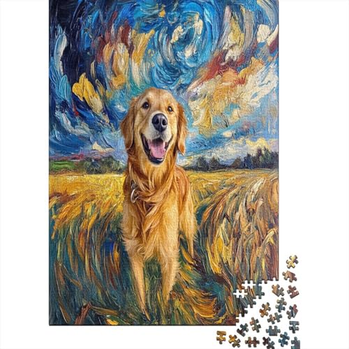 Golden Retriever Holzpuzzle Erwachsene, 1000 Teile Großes Holzpuzzle Für Erwachsene Und Kinder, Anzug Klassisches Puzzle Für Kinder Ab 12 Jahren Und Erwachsene 1000pcs (75x50cm) von ZWABFOFYV