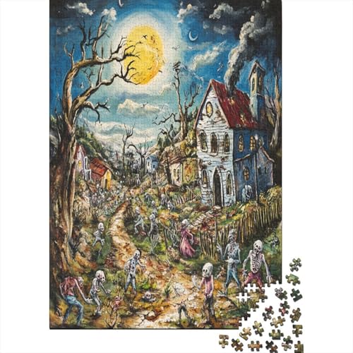 Halloween Village 1000 Stück Puzzles Für Erwachsene Teenager Stress Abbauen Familien-Puzzlespiel 1000-teiliges Puzzle Kinder Lernspiel Spielzeug Geschenk Puzzel 1000pcs (75x50cm) von ZWABFOFYV