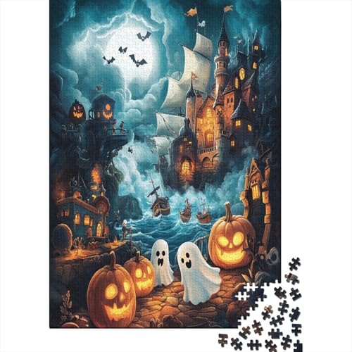 Halloween Village Holzpuzzle Erwachsene, 1000 Teile Großes Holzpuzzle Für Erwachsene Und Kinder, Anzug Klassisches Puzzle Für Kinder Ab 12 Jahren Und Erwachsene 1000pcs (75x50cm) von ZWABFOFYV