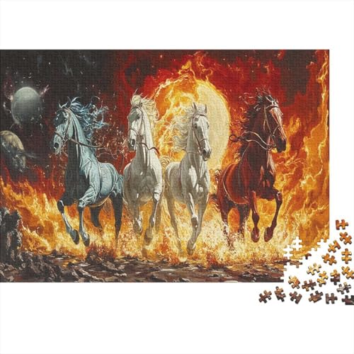 Pferd Holzpuzzle Erwachsene, 1000 Teile Großes Holzpuzzle Für Erwachsene Und Kinder, Anzug Klassisches Puzzle Für Kinder Ab 12 Jahren Und Erwachsene 1000pcs (75x50cm) von ZWABFOFYV