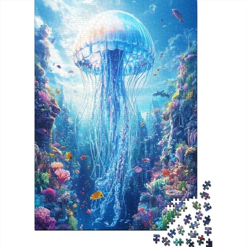 Quallen Holzpuzzle Erwachsene, 1000 Teile Großes Holzpuzzle Für Erwachsene Und Kinder, Anzug Klassisches Puzzle Für Kinder Ab 12 Jahren Und Erwachsene 1000pcs (75x50cm) von ZWABFOFYV