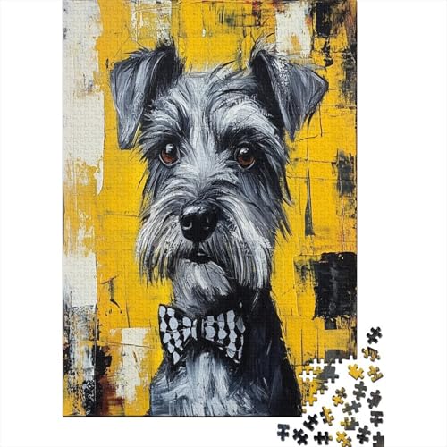 Schnauzer 1000 Stück Puzzles Für Erwachsene Teenager Stress Abbauen Familien-Puzzlespiel Mit Poster in Voller 1000-teiliges Puzzle Lernspiel Spielzeug Geschenk 1000pcs (75x50cm) von ZWABFOFYV