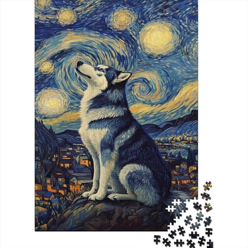 Sibirischer Husky Holzpuzzle Erwachsene, 1000 Teile Großes Holzpuzzle Für Erwachsene Und Kinder, Anzug Klassisches Puzzle Für Kinder Ab 12 Jahren Und Erwachsene 1000pcs (75x50cm) von ZWABFOFYV