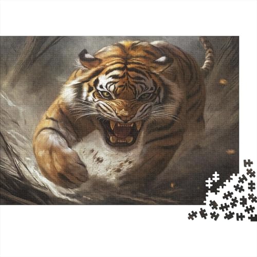 Tiger 1000 Stück Puzzles Für Erwachsene Teenager Stress Abbauen Familien-Puzzlespiel Mit Poster in Voller 1000-teiliges Puzzle Lernspiel Spielzeug Geschenk 1000pcs (75x50cm) von ZWABFOFYV