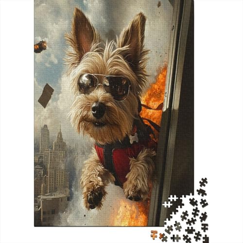 Yorkshire Terrier Holzpuzzle Erwachsene, 1000 Teile Großes Holzpuzzle Für Erwachsene Und Kinder, Anzug Klassisches Puzzle Für Kinder Ab 12 Jahren Und Erwachsene 1000pcs (75x50cm) von ZWABFOFYV