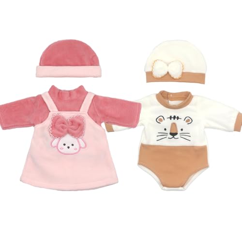 ZWOOS 2er-Pack Puppenkleidung 35-43 cm, Kleiderset mit Schleife für New Born Baby Puppen, Geschenke für Mädchen, Kinder von ZWOOS