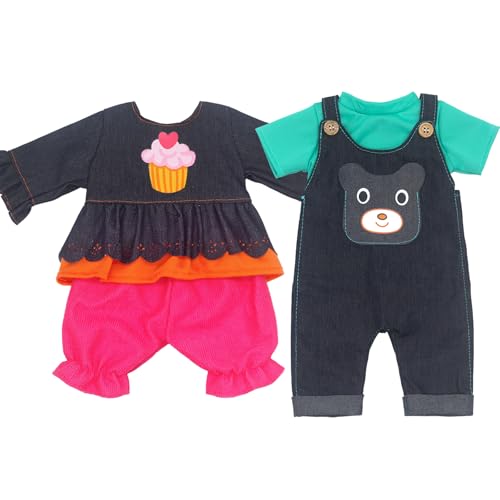 ZWOOS 2er-Pack Puppenkleidung 35-43 cm, Modische Baumwollkleidung und Hosen für New Born Baby Puppen, Geschenke für Mädchen, Kinder von ZWOOS