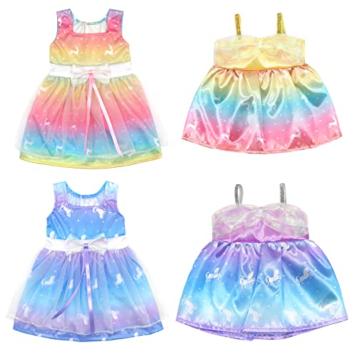 ZWOOS 4er-Pack Puppenkleidung für BabyPuppen 35-43 cm, Kleid im Einhorn-Stil, süßes Kleid kompatibel mit Baby Puppen, Geschenke für Mädchen, Kinder von ZWOOS