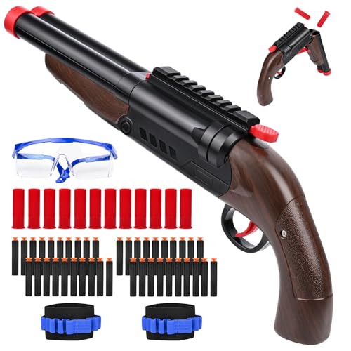 ZWOOS Double Barrel Soft Bullet Spielzeug Pistole mit Hülsenauswurf, Anti-Fog-Brille, Doppelshooting Spielzeug Schaumblaster, Pistole Kinder ab 8 Jahren, Geschenk für Kinder, Jugend von ZWOOS