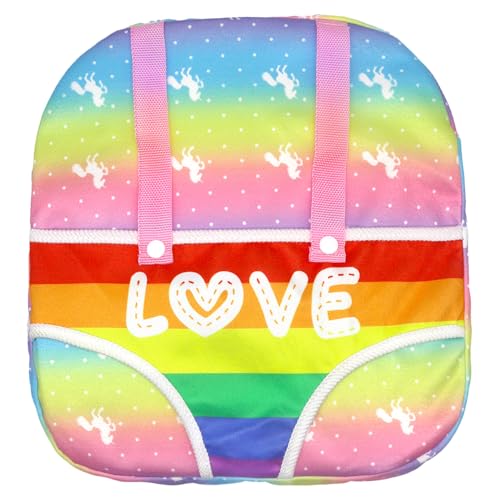 ZWOOS Kinder Rucksack, Regenbogenstreifen Puppenträger zum Tragen von Puppenzubehör und 35-45cm Puppen, für 3-6 Jahre von ZWOOS