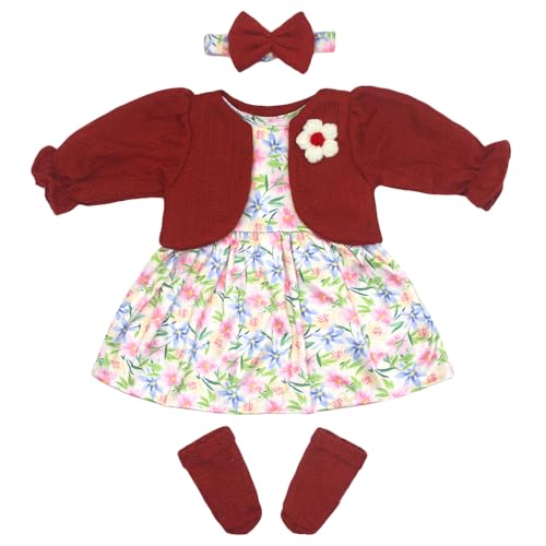 ZWOOS Puppenkleidung für Babypuppen 50-55 cm, Roter Mantel mit Blumenkleid kompatibel mit New Born Baby Puppen ZWOOS Puppenkleidung für Babypuppen 50-55 cm, Roter Mantel mit Blumenkleid kompatibel mit New Born Baby Puppen von ZWOOS