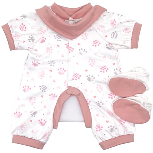 ZWOOS Puppenkleidung für Babypuppen 50-55 cm, süßes Baumwolle Outfit kompatibel mit Reborn und mehr (Rosa Bärenklaue) von ZWOOS