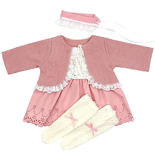 ZWOOS Puppenkleidung für Babypuppen 50-55 cm, süßes Baumwolle Outfit kompatibel mit Reborn und mehr (Rosa Pfirsich), WJYF-22-13 von ZWOOS