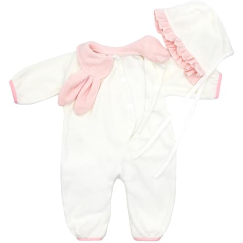 ZWOOS Puppenkleidung für Babypuppen 50-55 cm, süßes Baumwolle Outfit kompatibel mit Reborn und mehr (weißer Hase) von ZWOOS