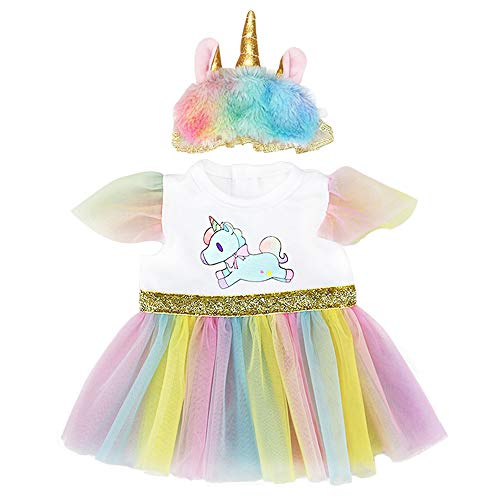 ZWOOS Puppenkleidung für New Born Baby Doll, Einhornkleid mit Stirnband für Puppen 35-43 cm von ZWOOS