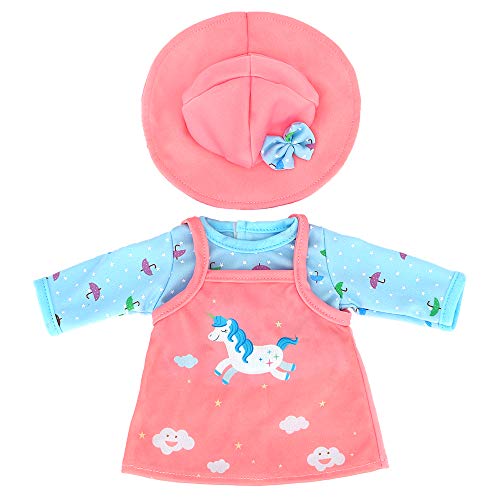 ZWOOS Puppenkleidung für New Born Baby Doll, Einhornmuster Outfit mit Hut für Puppen 35-43 cm von ZWOOS