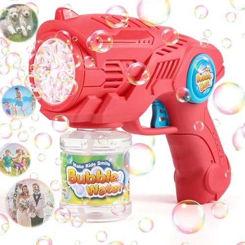 ZWOOS Seifenblasenpistole Elektrische, Seifenblasenmaschine Kinder mit 110ml Seifenblasenlösung, Bubble-Pistole aufladbar, Bubble Gun für Geburtstag/Party/Hochzeit(Rosa) von ZWOOS