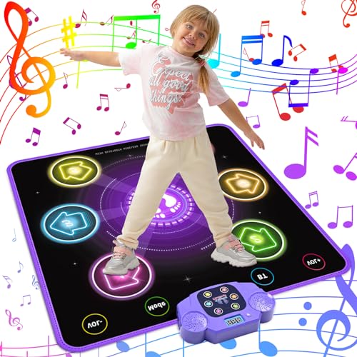 ZWOOS Tanzmatte für Kinder ab 3 4 5 6 7 8 9 10+ Jahre, Beleuchtete Tanzmatte Kinder with Bluetooth, Musik Tanzpad Spielzeug Geschenke für Mädchen ab 3-12 Jahren zu Weihnachten und zum Geburtstag von ZWOOS