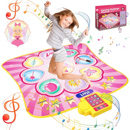 ZWOOS Tanzmatte für Kinder ab 3 4 5 6 7 8 9 10 11 12 Jahre, 2 Herausforderung Modi Kindertanzmatten mit LED Anzeige, Musik Tanzpad Spielzeug Geschenke für Mädchen- Weihnachten und Geburtstage von ZWOOS