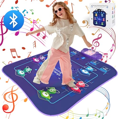 ZWOOS Tanzmatte für Kinder ab 3 4 5 6 7 8 9 10 11 12 Jahre- Integrierter Musik mit Bluetooth, 5 Herausforderung Modi Kindertanzmatten mit 6 LED Leuchten, für Mädchen Weihnachten und Geburtstage von ZWOOS