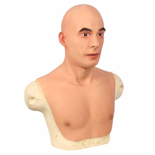 ZWSMS Silikon männliche Maske Crossdressing weiche Kopf Maske hohe Simulation Fake Gesicht für Cosplay Halloween,Color 1,One Size von ZWSMS