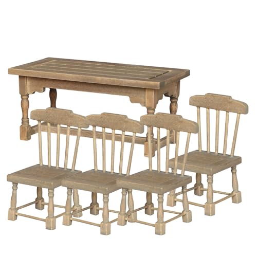1/12 Puppenhäuser Esstisch und Stuhl, ideal für Miniatur-Wohnzimmer-Szene und Kinder, Rollenspiele, Requisiten, Miniatur-Küchenzubehör 1/12 Puppenhäuser Esstisch und Stuhl, ideal für Miniatur-Wohnzimmer-Szene und Kinder, Rollenspiele, Requisiten, Miniatur-Küchenzubehör von ZWTPGKRD