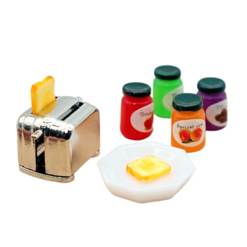 1/12 realistisches Miniatur-Toaster und Marmeladen-Set für Puppenhäuser-Enthusiasten und Sammler, Küchenszene, Zubehör, Miniatur-Marmeladen-Set 1/12 realistisches Miniatur-Toaster und Marmeladen-Set für Puppenhäuser-Enthusiasten und Sammler, Küchenszene, Zubehör, Miniatur-Marmeladen-Set von ZWTPGKRD