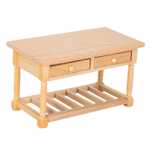 Handcrafts 1/12 Miniatur-Esstisch aus Holz mit funktionaler Schublade, ideal für Puppenhäuser, Landschaftszubehör, Miniaturmöbel aus Holz für Puppenhäuser Handcrafts 1/12 Miniatur-Esstisch aus Holz mit funktionaler Schublade, ideal für Puppenhäuser, Landschaftszubehör, Miniaturmöbel aus Holz für Puppenhäuser von ZWTPGKRD
