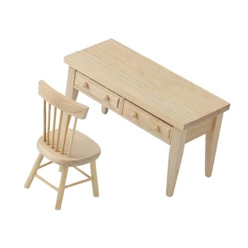Miniatur Lesesaal Möbel-Set mit Tisch und Stuhl, unlackiertes Design für Puppenhäuser im Maßstab 1:12, Dekoration, Puppenhäuser, Möbelset Miniatur Lesesaal Möbel-Set mit Tisch und Stuhl, unlackiertes Design für Puppenhäuser im Maßstab 1:12, Dekoration, Puppenhäuser, Möbelset von ZWTPGKRD