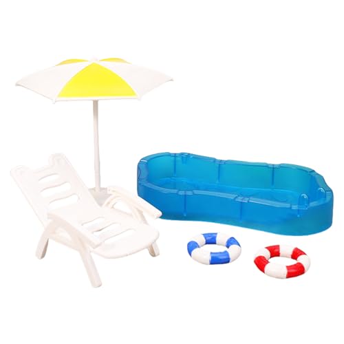 Miniatur-Strand-Szenen-Dekor-Set im Maßstab 1:12, Liegestuhl, Pool für Puppenhäuser, mit realistischem Design, Miniatur-Möbel-Set Miniatur-Strand-Szenen-Dekor-Set im Maßstab 1:12, Liegestuhl, Pool für Puppenhäuser, mit realistischem Design, Miniatur-Möbel-Set von ZWTPGKRD