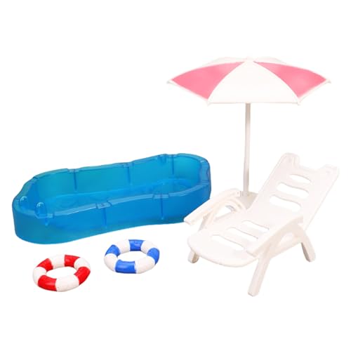Miniatur-Strand-Szenen-Dekor-Set im Maßstab 1:12, Liegestuhl, Pool für Puppenhäuser, mit realistischem Design, Miniatur-Möbel-Set Miniatur-Strand-Szenen-Dekor-Set im Maßstab 1:12, Liegestuhl, Pool für Puppenhäuser, mit realistischem Design, Miniatur-Möbel-Set von ZWTPGKRD