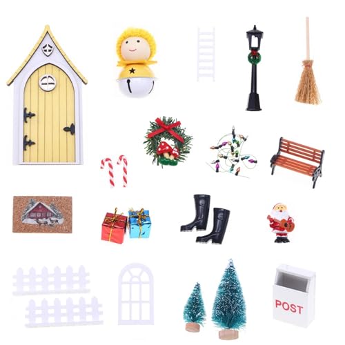 Weihnachtsthema Feen Zwerge Tür Puppenhaus Zubehör für Kugelgelenkpuppen Kreative Miniatur-Möbelszene Display Weihnachten Puppenhaus Dekoration Weihnachtsthema Feen Zwerge Tür Puppenhaus Zubehör für Kugelgelenkpuppen Kreative Miniatur-Möbelszene Display Weihnachten Puppenhaus Dekoration von ZWTPGKRD