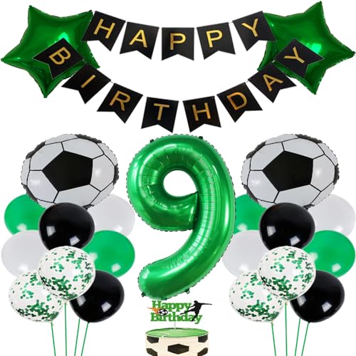 Fußball Luftballon 9 Jahre Geburtstag Deko Grün fussball deko geburtstag kinder 9 jahre geburtstag deko junge 9 jahre fussball Fußball Party Deko von ZWWsullo