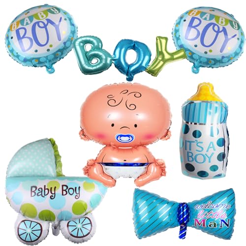 ZWWsullo Baby Shower Dekoratione Jungen Babyparty Deko Junge Babyflasche Baby Dusche Party Deko Heliumballon Baby Folienballon Baby Dusche Dekoration Blau Baby Shower Dekoration von ZWWsullo