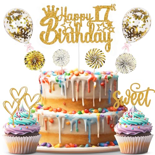 ZWWsullo Happy 17th Birthday Kuchendeko Gold Cake Topper Deko 17 Geburtstag Happy Birthday Cake Topper Tortendeko 17 Kuchen Topper Tortendeko 17 Geburtstag Frau Männer ZWWsullo Happy 17th Birthday Kuchendeko Gold Cake Topper Deko 17 Geburtstag Happy Birthday Cake Topper Tortendeko 17 Kuchen Topper Tortendeko 17 Geburtstag Frau Männer von ZWWsullo