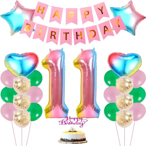 ZWWsullo Luftballon 11. Geburtstag Rosa geburtstag deko 11 jahre mädchen happy birthday 11 jahre mädchen deko 11 geburtstag mädchen Geburstag Deko Mädchen 11 Jahre Rosa Riesen Folienballon 11 Rosa von ZWWsullo