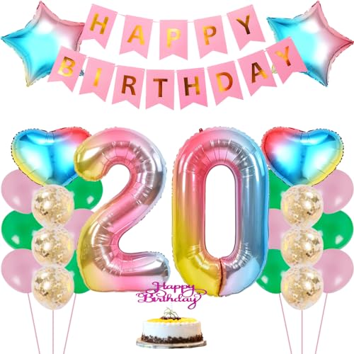 ZWWsullo Luftballon 20 Geburtstag Rosa geburtstag deko 20 jahre mädchen happy birthday 20 jahre mädchen deko 20 geburtstag mädchen Geburstag Deko Mädchen 20 Jahre Rosa Riesen Folienballon 20 Rosa von ZWWsullo