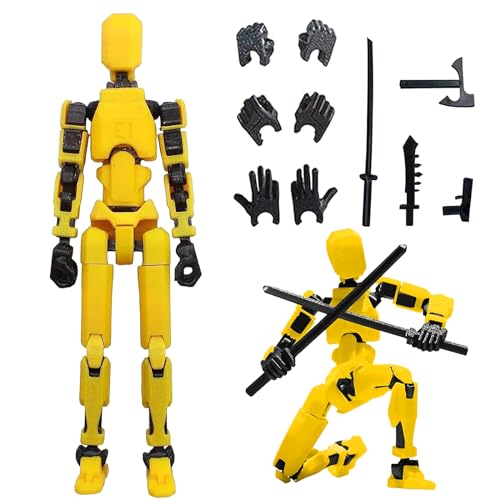 T13 Action Figure Titan 13 Action Figure 3D Printed Multi-Jointed Movable with 4 Types of Weapons and 3 Types of Hands Roboter-Actionfigur, Desktop-Dekorationen (Gelb) von ZWXSTAR