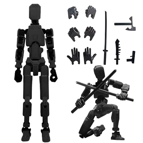 T13 Action Figure Titan 13 Action Figure 3D Printed Multi-Jointed Movable with 4 Types of Weapons and 3 Types of Hands Roboter-Actionfigur Dummy, Desktop-Dekorationen (Schwarz) von ZWXSTAR