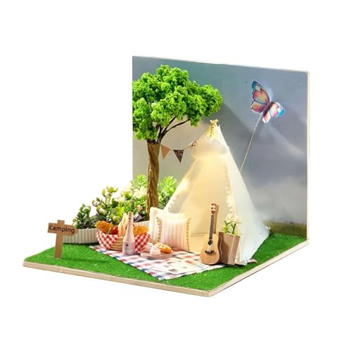 3D Building Model Kit My Small Scene Miniature Wooden Toy Model With With Cover Mini Miniature Dust von ZXCVWWE