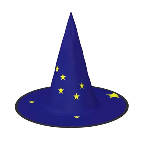 ZXERTG Alaska-Staatsflagge, Halloween-Motiv, Hexenhut, Dekoration, Zaubererhut, Halloween-Hüte, Kostüm-Hut für Damen und Herren von ZXERTG