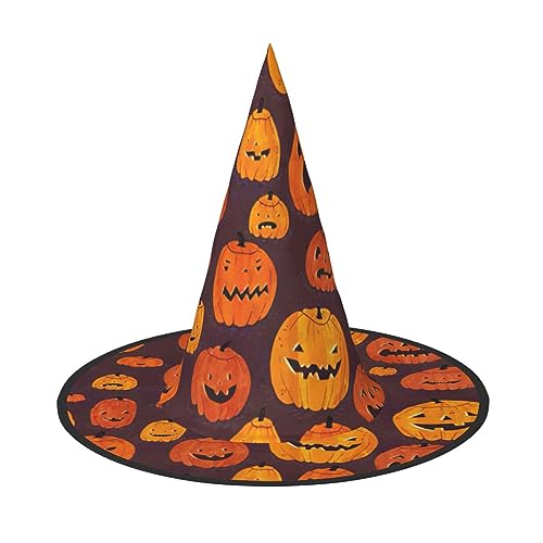 ZXERTG Halloween-Kürbis-Druck, Halloween-Essential, Hexenhut, Dekoration, Zaubererhut, Halloween-Hüte, Kostümhut für Damen und Herren von ZXERTG